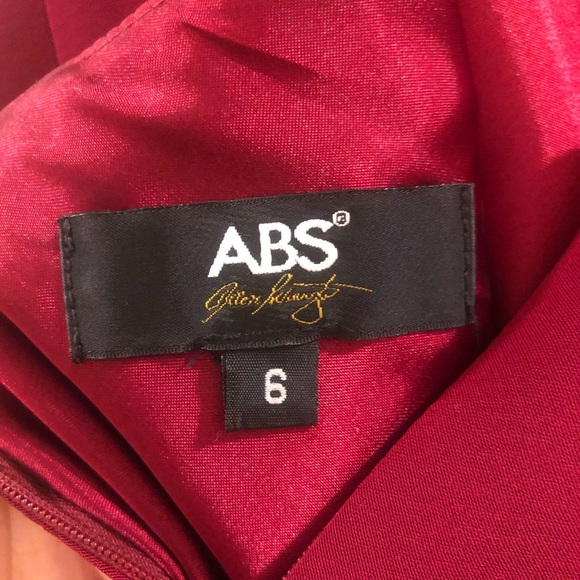 ABS by Allen Schwartz Rosette Backless Cocktail or Homecoming Dress, Red, 6 - Picture 8 of 13